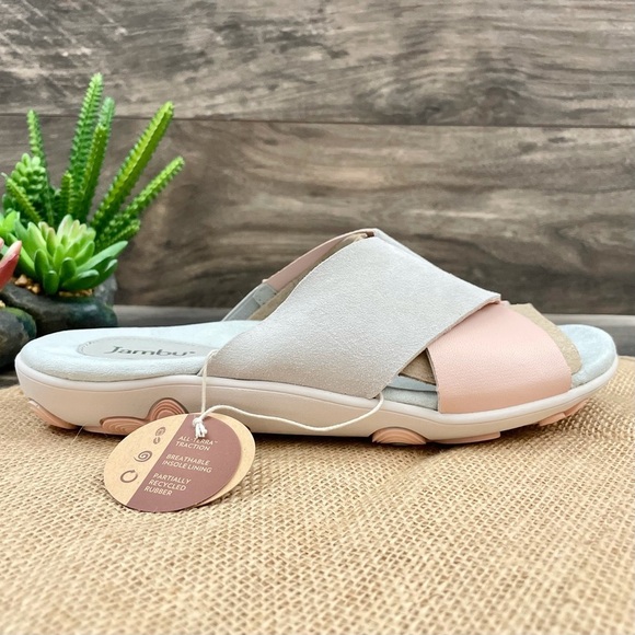 NIB Jambu Bloom Wide Strap Slide Leather Sandal - Picture 6 of 12